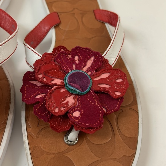 Coach Sandals Womens Larisa Multicolor Leather Floral Throng Flip Flop Size 8 - Picture 4 of 10